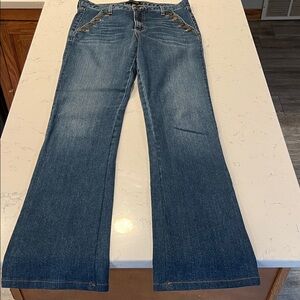 Ramy Brook Blue Flare Jeans with Gold Accents